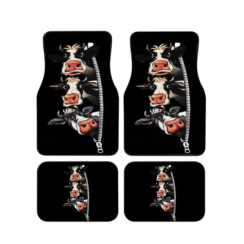 Cow Mat Rubber - Cow Zipper Funny Cartoon Car Floor