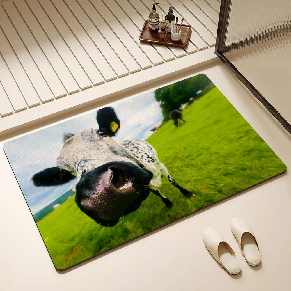 Cow Mat Rubber - Abstract Cow Animal KWaii Floor Mat