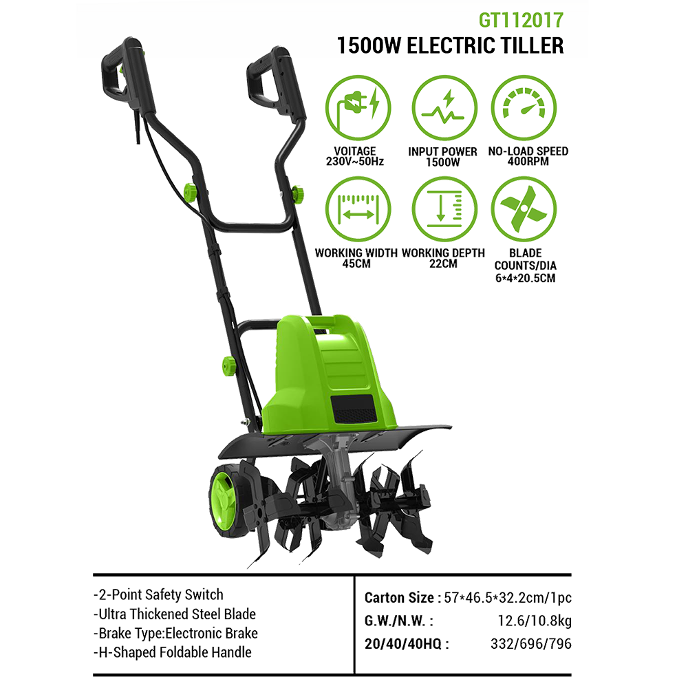For 1500W Electric Power Tille - Soil Tilling Cultivator ulasan dan harga