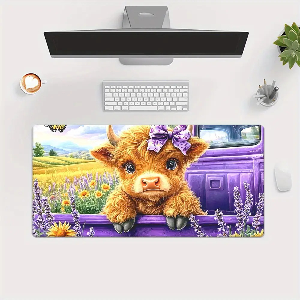 Cute Highland Cow Lavender Fie - Cow Mat Rubber ulasan dan harga