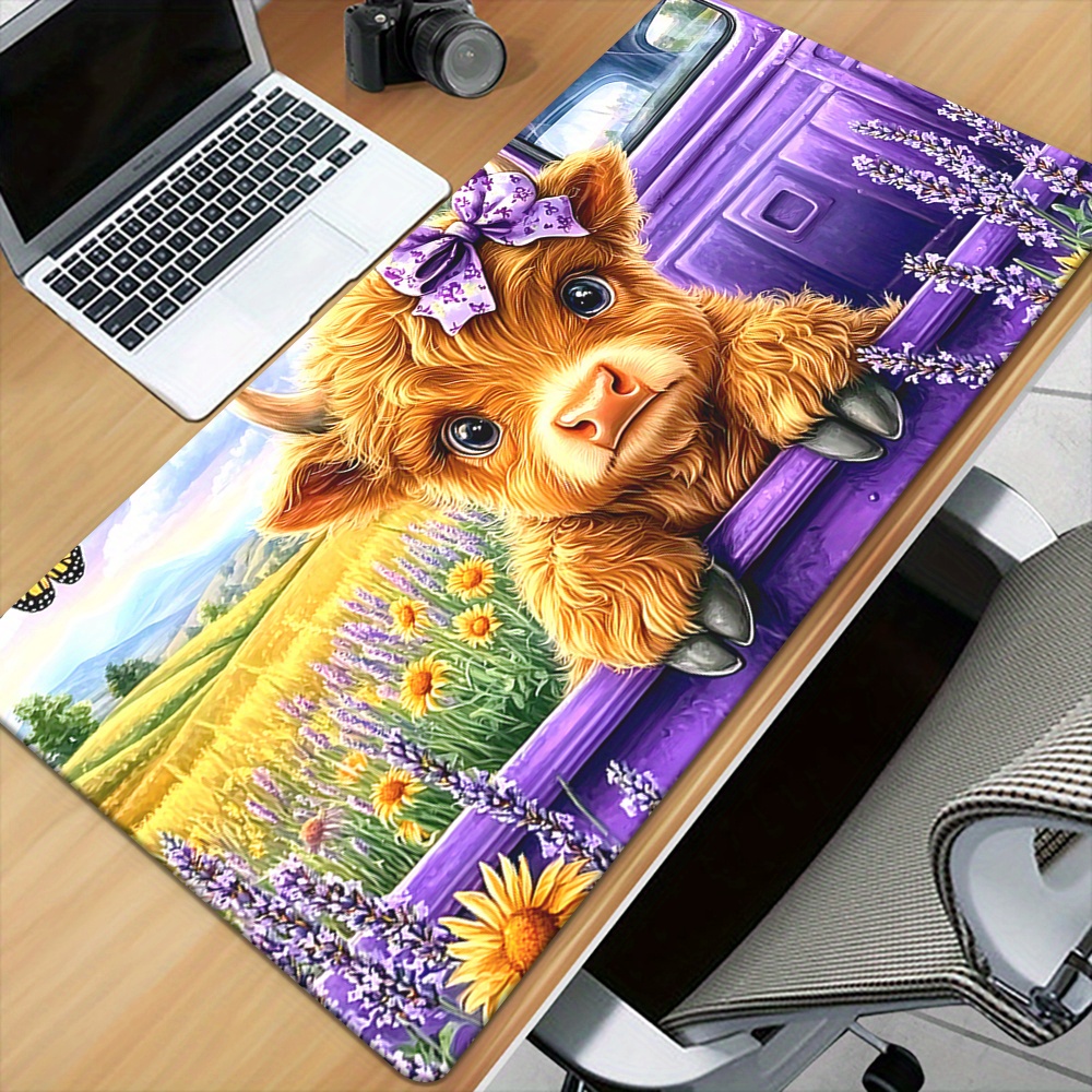 Cute Highland Cow Lavender Fie - Cow Mat Rubber ulasan dan harga