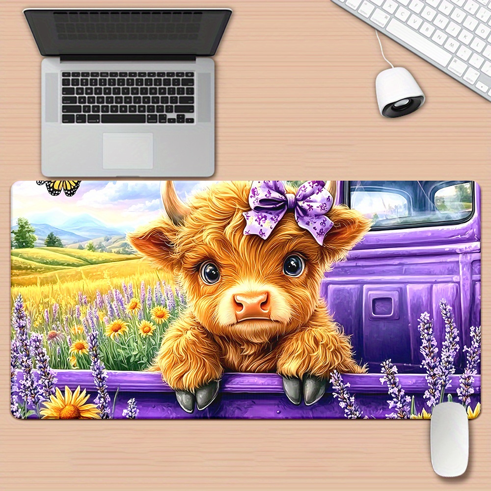 Cute Highland Cow Lavender Fie - Cow Mat Rubber ulasan dan harga