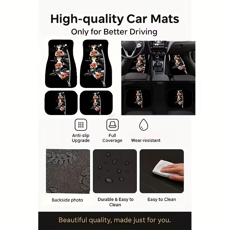 Cow Zipper Funny Cartoon Car F - Cow Mat Rubber ulasan dan harga