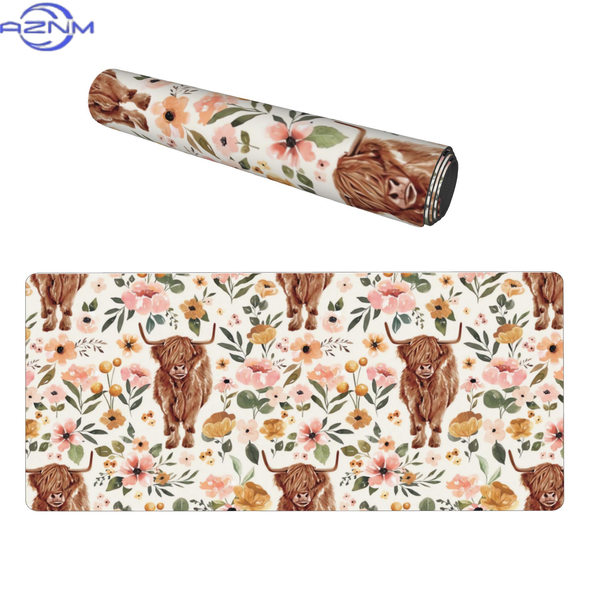 Highland Cow Boho Floral Aesth - Cow Mat Rubber ulasan dan harga