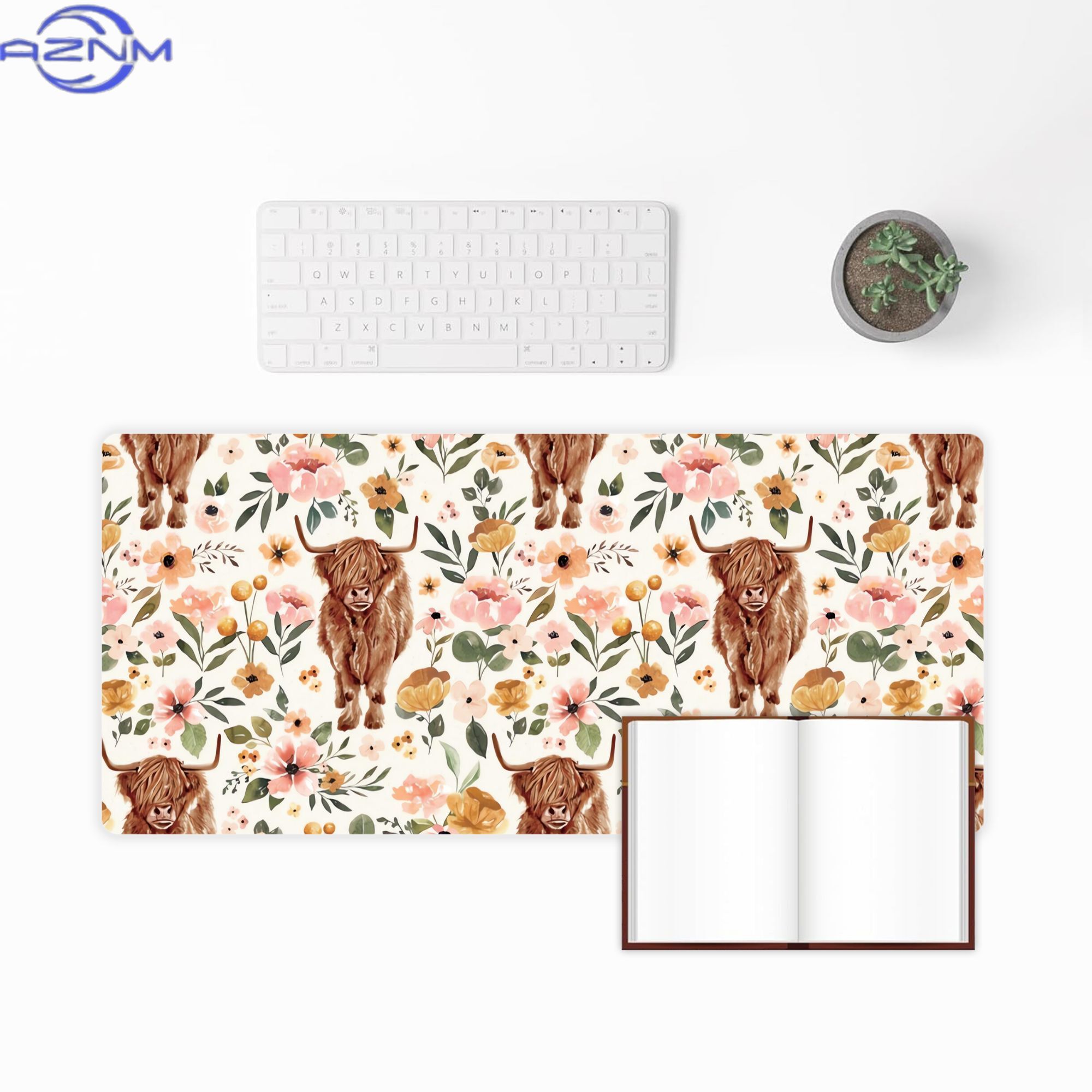 Highland Cow Boho Floral Aesth - Cow Mat Rubber ulasan dan harga