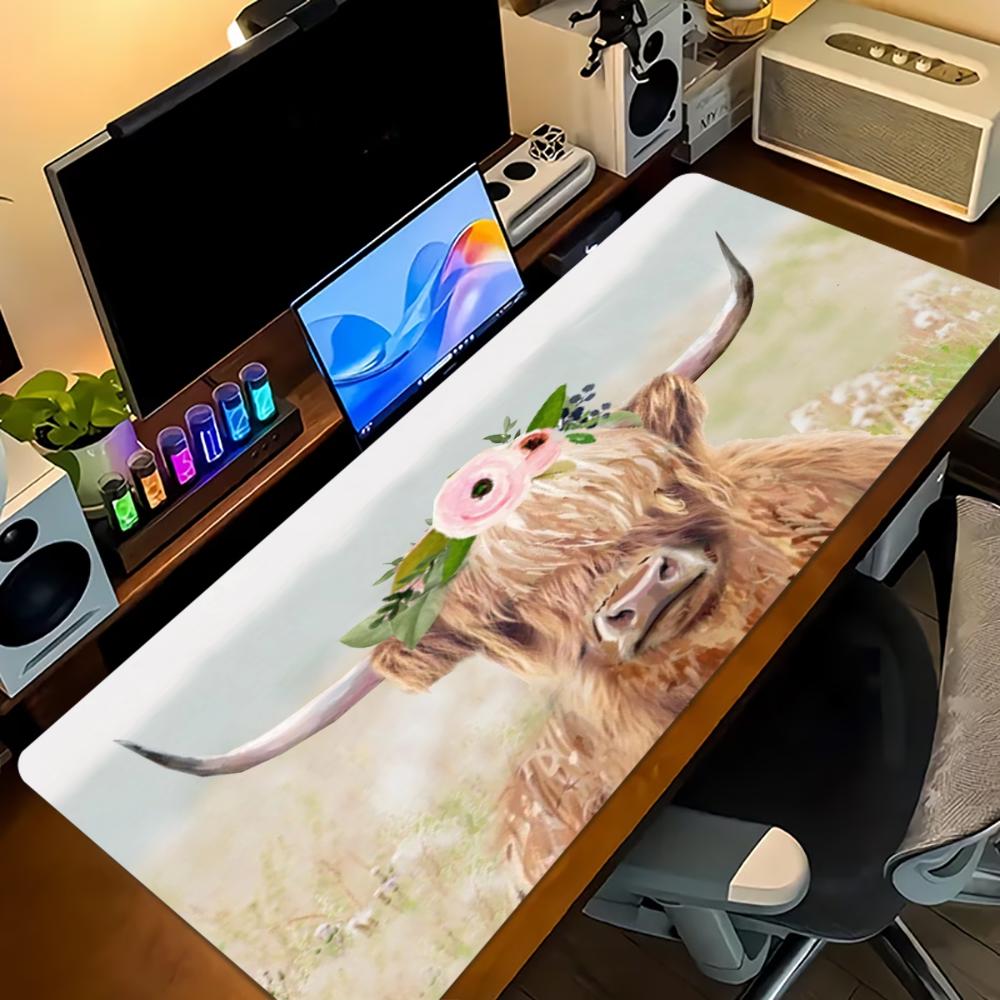Highland Cow Pink Floral Large - Cow Mat Rubber ulasan dan harga