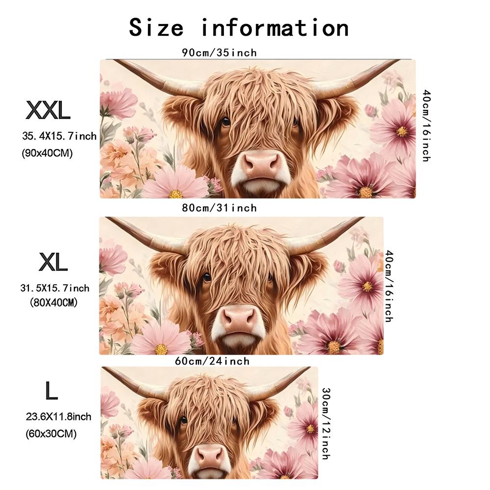 Highland Cow Pink Floral Large - Cow Mat Rubber ulasan dan harga