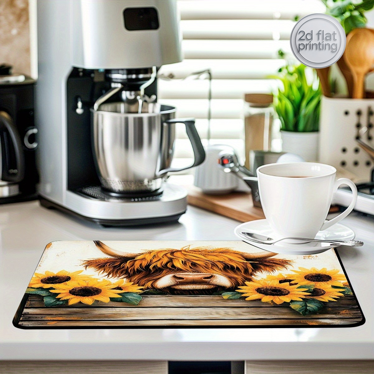 1pc Decorative Dish Drying Mat - Cow Mat Rubber ulasan dan harga