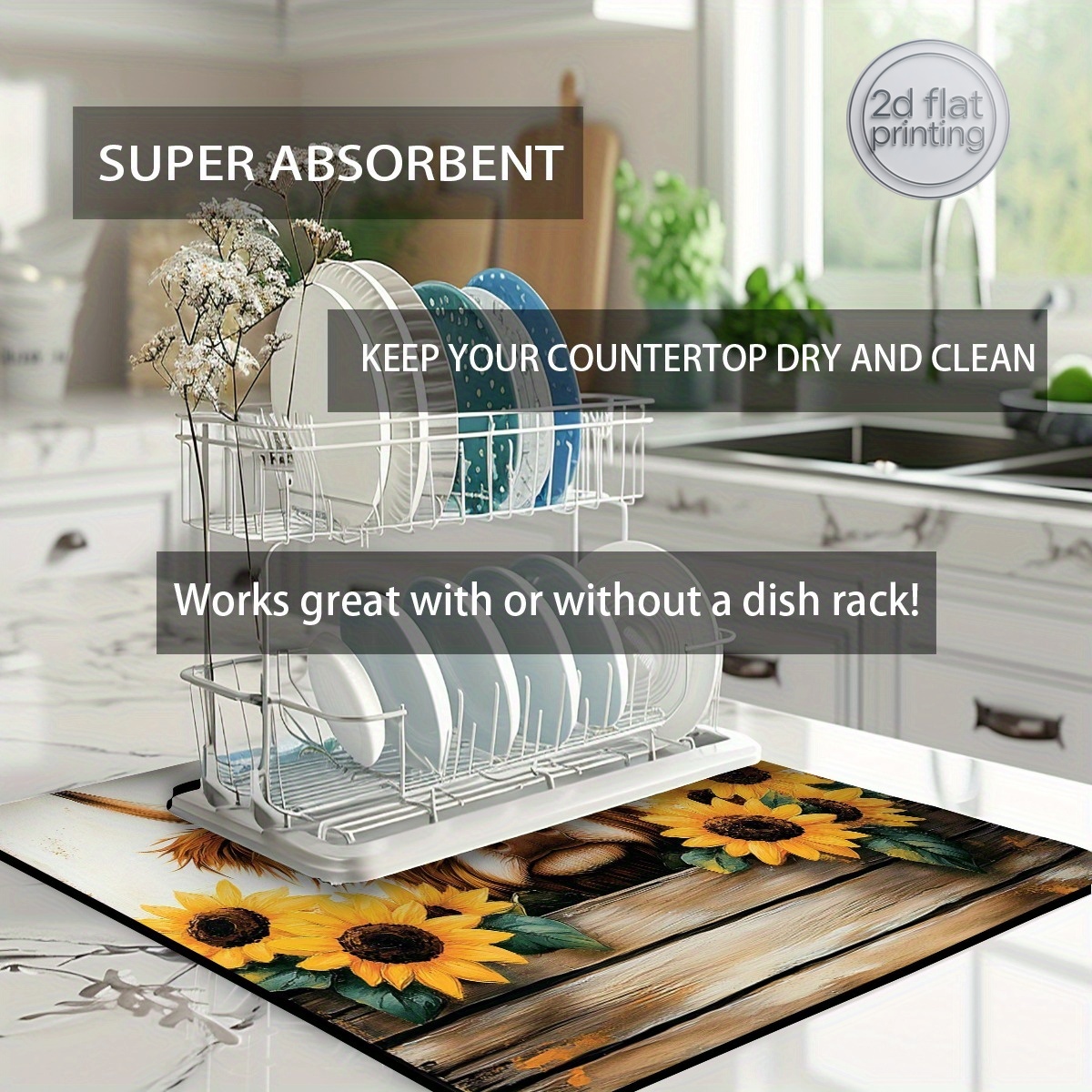 1pc Decorative Dish Drying Mat - Cow Mat Rubber ulasan dan harga